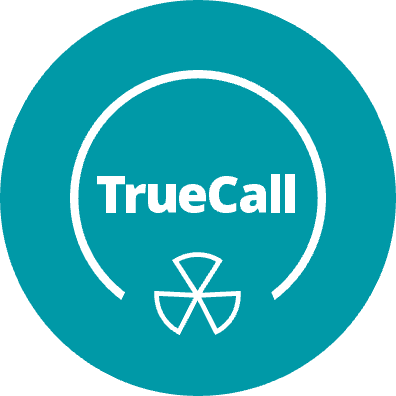 TrueCall in light teal circle