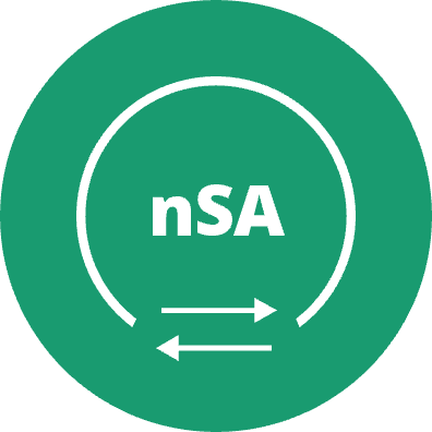 nSA in green circle