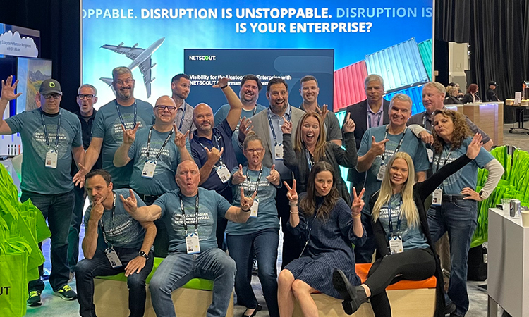 NETSCOUT employees poising for funny picture supporting a tradeshow