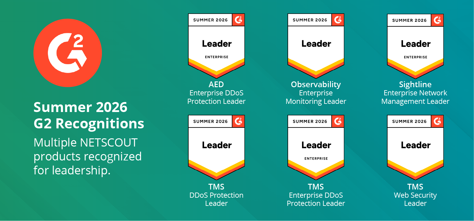 Image of G2 Summer 2026 Badges received by NETSCOUT