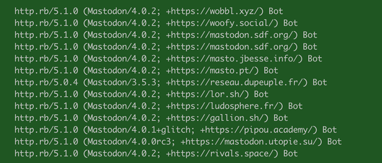 Mastodon user-agent strings