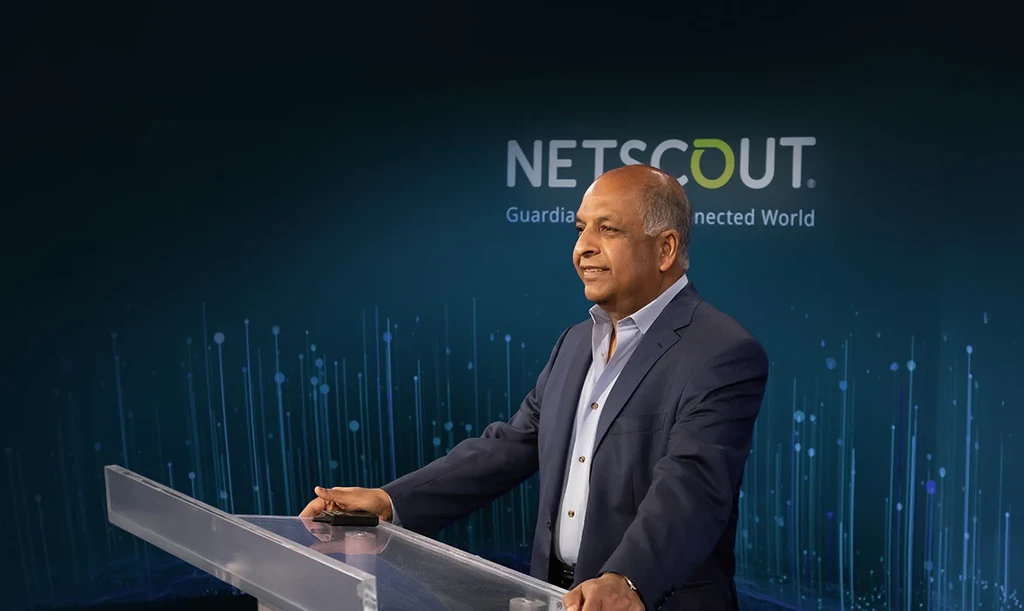 CEO Anil Singal speaks at a NETSCOUT event