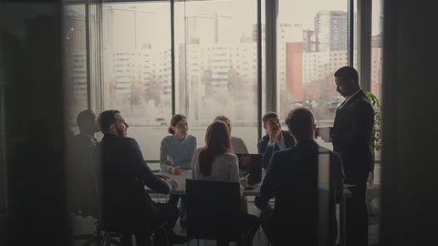 Team meeting in conference room
