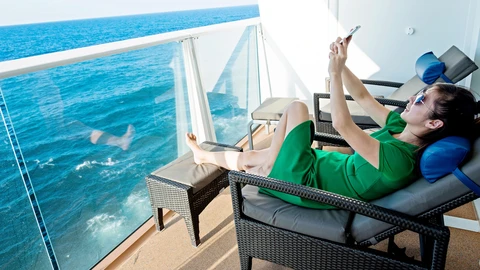 Passenger on deck of cruise ship