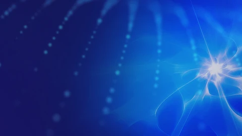 Light blue lines and a white wisp on a darker blue background