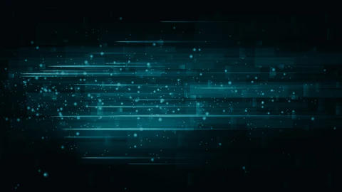 Abstract dark teal lines and orbs on a dark background