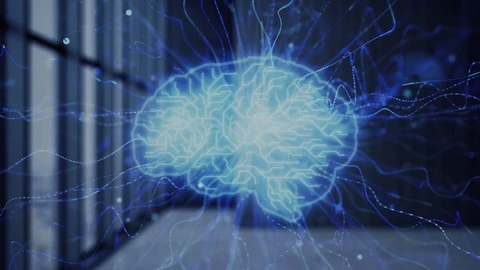 Brain with electricity in war room