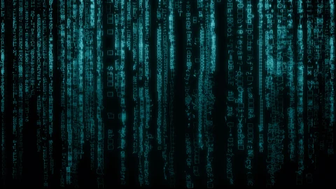 Words in light blue with dark background