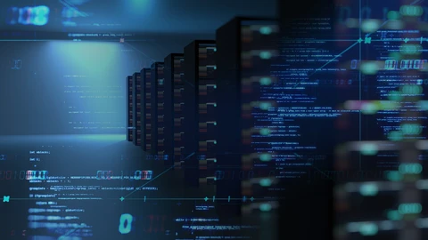 Person in front of colocation data center equipment