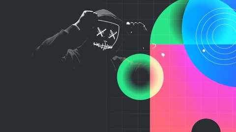 Man in black with X's as eyes and color capsule