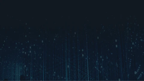 Abstract blue vertical lines and squares on dark background