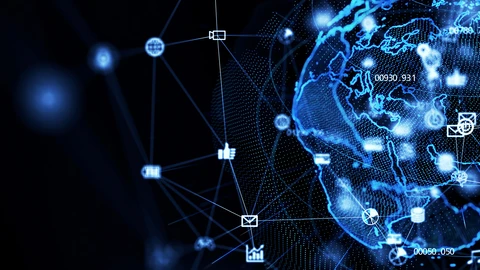 picture of earth as cloud with applications images within and surrounding it