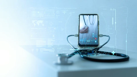 Stethoscope attached to cell phone