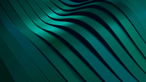 Abstract teal waves on black background