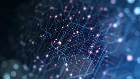 Network connections on dark blue background