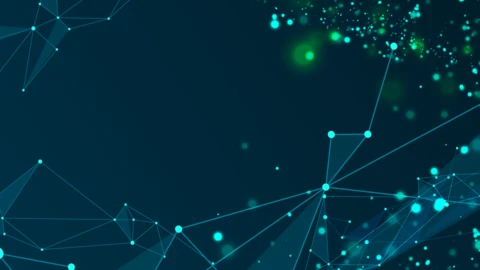 Blue background with green and teal network signals