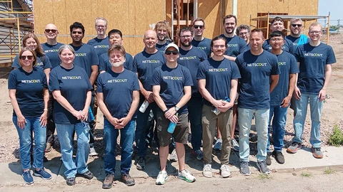 Group of NETSCOUT Employees at outdoor Habitat for Humanity site