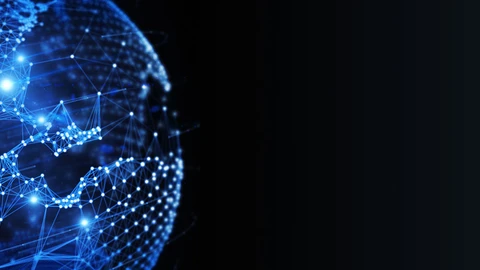 blue abstract globe on black background