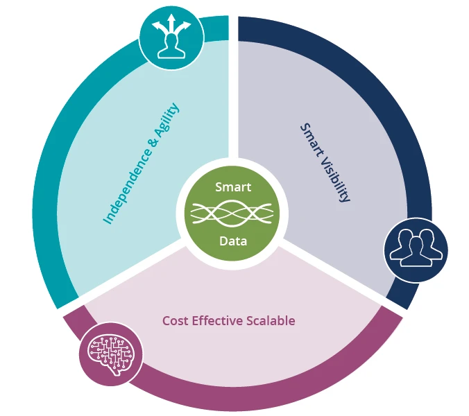5G Smart Data Diagram: Independence & Agility, Smart Visibility, Cost Effective Scalable