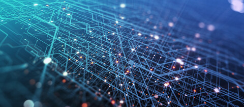 Connected pattern on blue gradient background