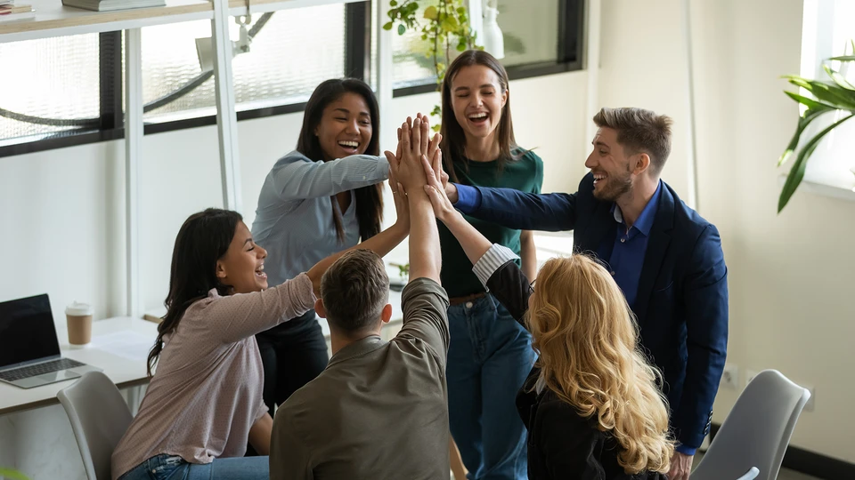 Group high five