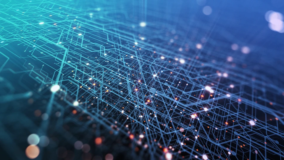 Connected pattern on blue gradient background