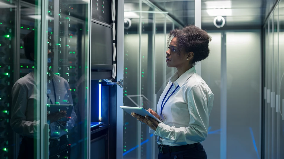 Woman in datacenter