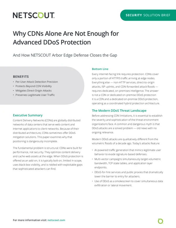 Why CDNs Alone Are Not Enough for Advanced DDoS Protection document thumbnail